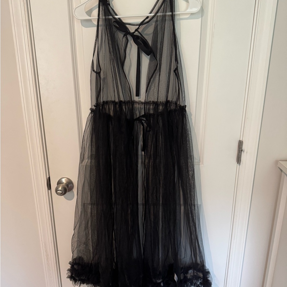 Sheer Black Tie Back Dress
